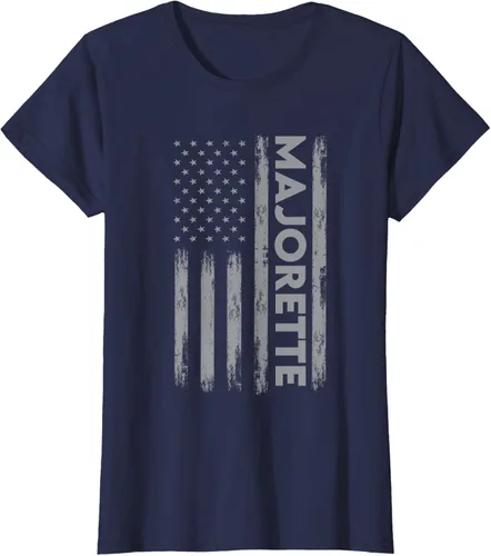 Vista 31 de Great Majorette - Camiseta de bastón giratorio con diseño de bandera de Estados Unidos, Negro, S