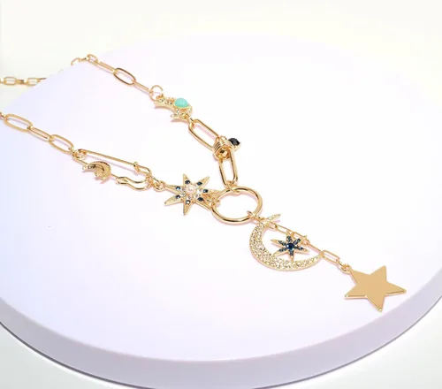 Vista 6 de Collar con dije de corazón de sol para mujer, chapado en oro de 18 quilates, collar con dije de corazón de cadena gruesa, collar de hip hop, collar