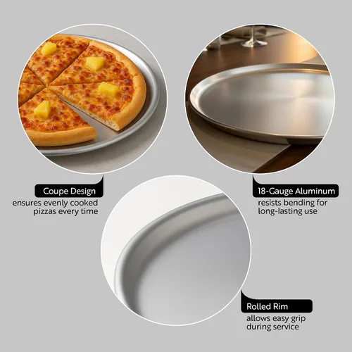 Vista 6 de Restaurantware Met Lux - Bandeja de cocina para pizza comercial de 10 pulgadas, 1 bandeja de cocina para pizza estilo cupé – Bandeja redonda