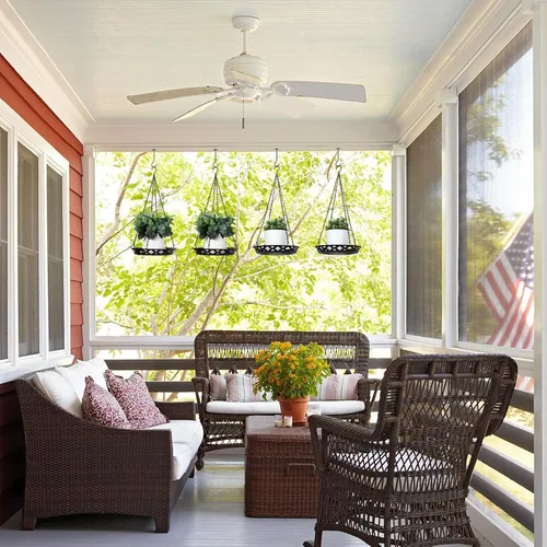 Vista 6 de Enhon Paquete de 6 macetas colgantes de metal, colgador de plantas de 12 pulgadas para interiores y exteriores, elegante estante decorativo negro