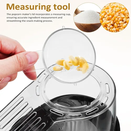 Vista 5 de BESPORTBLE Máquina eléctrica de palomitas de maíz de aire caliente para fiesta en casa, máquina de palomitas de maíz saludable con taza medidora