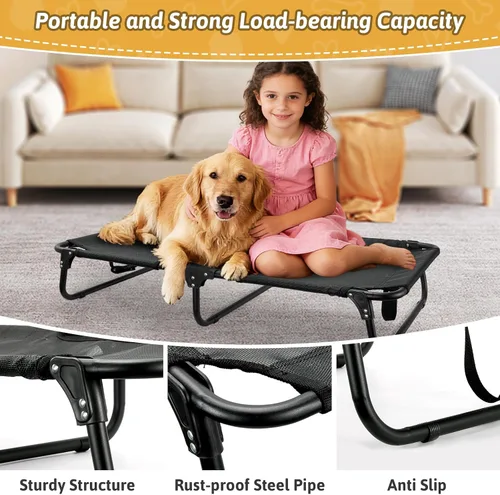 Vista 5 de Catre elevado plegable para perro, no necesita montaje, cama elevada plegable impermeable para perros, cuna para perros al aire libre, cama hamaca