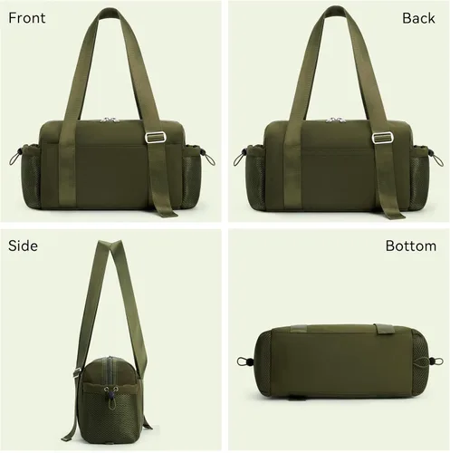 Vista 7 de WLLWOO - Bolsa de gimnasio pequeña con bolsillo húmedo para mujer, bolsa de lona para yoga, bolsa de entrenamiento ligera para baile, fines