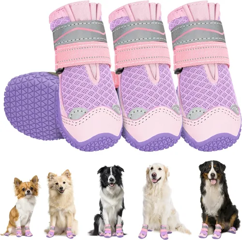 Vista 23 de SlowTon Zapatos para Perros para Perros Grandes, Pequeños y Medianos - Botas Transpirables para Perros para Pavimento Caliente de Verano, Protector