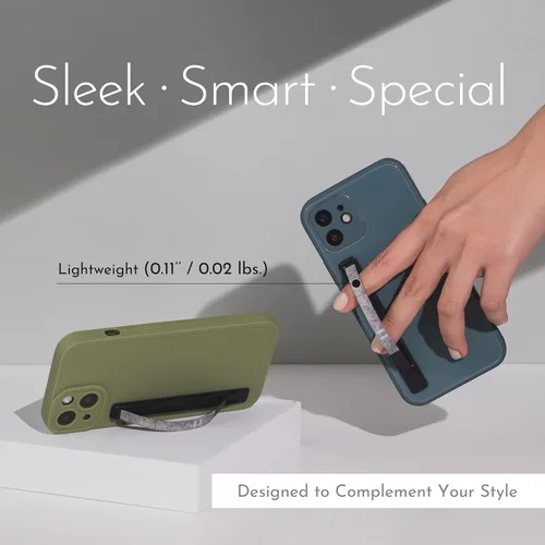 Vista 5 de SleekStrip SleekGrip-Essential Soporte de Agarre para Teléfono Ultra Delgado, Anillo de Bucle para Dedos de Metal Delgado Correa Sujetadora de Mano
