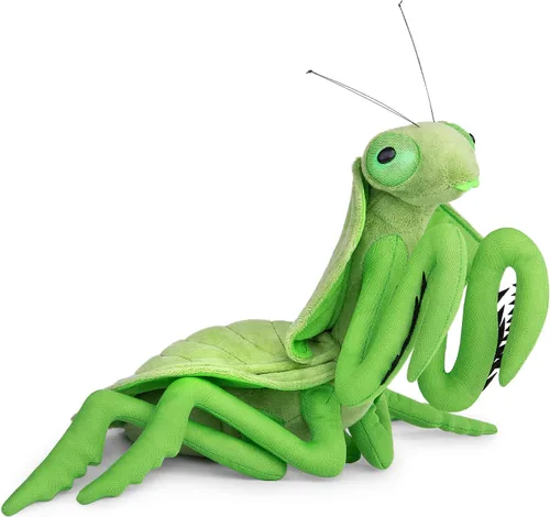 Vista 10 de Peluche grande de Mantis marrón – Animales de peluche realistas de mantis religiosa marrón de 15 pulgadas, juguetes de insectos de alas grandes