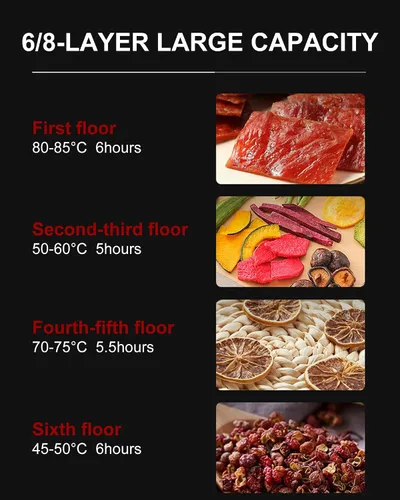 Vista 5 de 700W Stainless Steel Dehydrator Machine, with 24H Adjustable Digital Timer and LED Display Screen, Food Dryer Machine,8Tray-110V