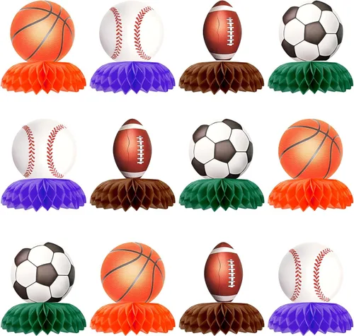 Vista 8 de 10 piezas de decoración de fiesta de fútbol, mesa de fútbol de panal de abeja, decoración de mesa para cumpleaños, baby shower, deportes, juego