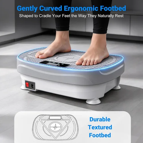 Vista 4 de Vibration Plate Exercise Machine for Lymphatic Drainage & Fitness Gris
