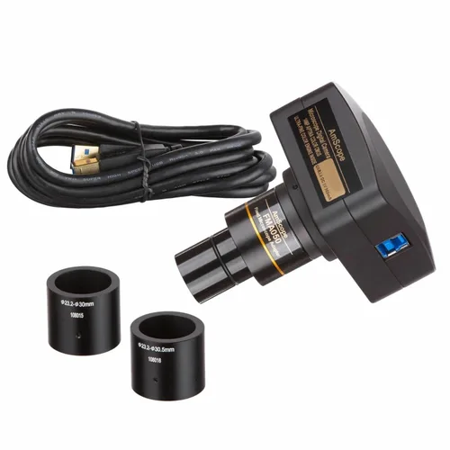 Vista 2 de AmScope Microscopio estéreo simul-Focal del auge trinocular 3.5X-180X con la fibra óptica del LED y la cámara de 20MP USB3