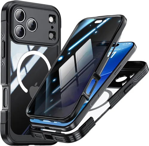 Vista 9 de TOPF&B Funda magnética para iPhone 16, compatible con MagSafe, cubierta completa de 360 grados, protector de pantalla de privacidad integrado