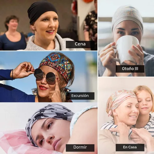 Vista 5 de JarseHera Gorro holgado de mujer con encaje de algodón, gorros para quimioterapia, gorros para el cáncer, turbante
