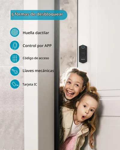 Vista 2 de Cerradura de puerta de entrada sin llave, cerrojos inteligentes de huellas dactilares con teclado de pantalla táctil para puerta delantera, cerrojo