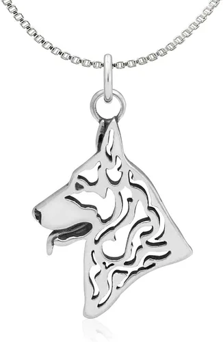 Vista 2 de Colgante de plata de ley con diseño de perro pastor alemán