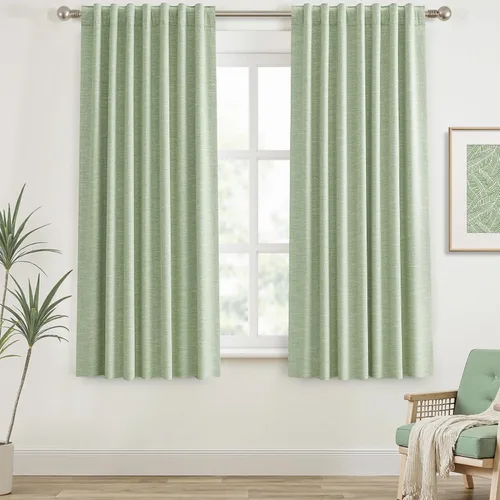 Vista 76 de Cortinas opacas de 54 pulgadas de largo para dormitorio, sala de estar, cortinas beige con aislamiento térmico, oscurecimiento de la habitación