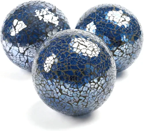 Vista 7 de DomeStar - 3 bolas decorativas para cuencos, bolas de vidrio blancas de 4 pulgadas Bolas decorativas para cuencos de centro de mesa, decoración
