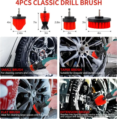 Vista 7 de Kit de detalles de coche de 35 piezas, kit de limpieza de coche y juego de cepillos de detalles