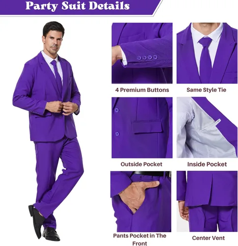 Vista 4 de Padama Disfraz de traje para hombre, traje de fiesta de color sólido, traje de adulto, divertido disfraz de Halloween, disfraz de bromista