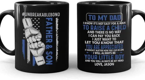 Vista 10 de Taza personalizada con texto en inglés «To My Dad», «My Hero», regalo personalizado para papá de parte de hijo, taza de padre e hijo, regalo