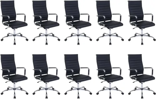 Vista 12 de Silla de escritorio de oficina, sillas de trabajo rodantes de cuero negro