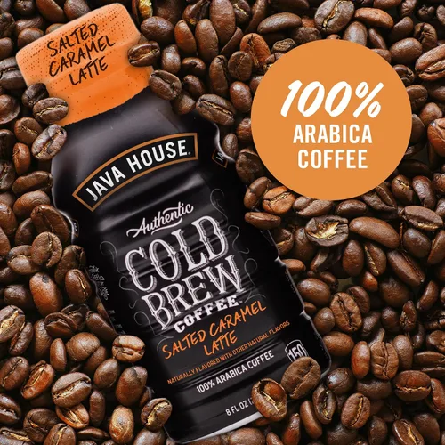 Vista 7 de Java House Botellas de café frío listas para beber, café con leche de caramelo salado, paquete de 12 botellas de 8 onzas, 100% café arábica