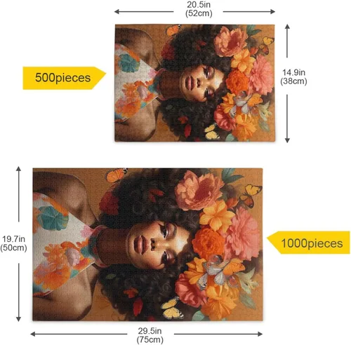 Vista 5 de Rompecabezas de 1000 piezas para adultos American African Black Girl Flower Wood Puzzles Educativo Cerebro Juguetes 21216941 Chica Negra Africana