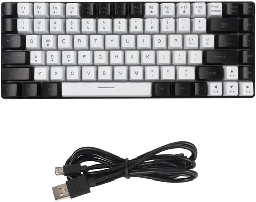 Vista 6 de Pssopp Teclado para juegos RGB Retroiluminación tipo C con cable 84 teclas (blanco)