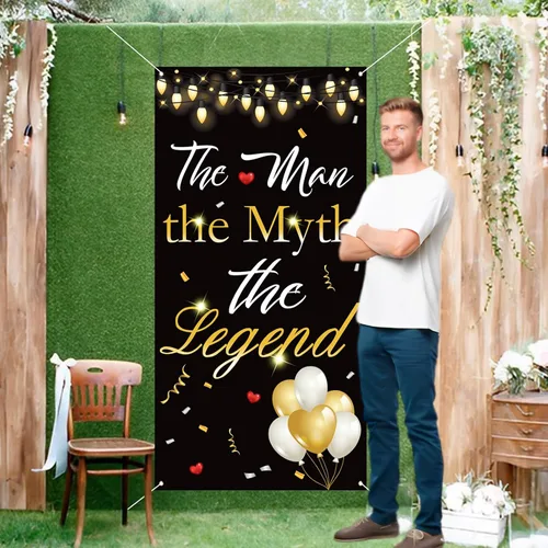 Vista 6 de Labakita Cartel para puerta de The Man The Myth The Legend, decoración de cumpleaños para hombre, pancarta de feliz cumpleaños para papá, decoración