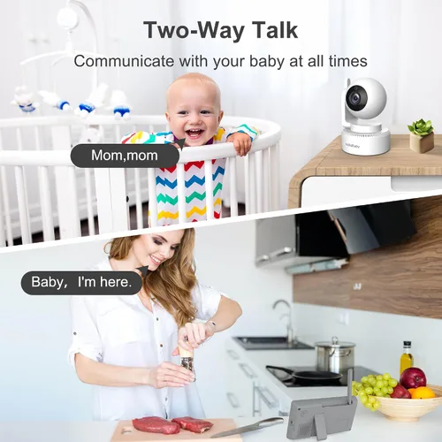 Vista 8 de HelloBaby Monitor de Bebé con Video de 4.3'' con Batería de 30 Horas, Monitor de Bebé con Pan-Tilt-Zoom Remoto Sin WiFi, Monitor de Bebé con Cámara
