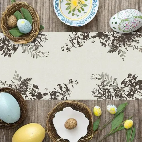 Vista 4 de GPGHE Camino de mesa de Pascua, diseño floral de conejito largo, para primavera, vacaciones, cocina, comedor, fiesta, decoración de granja, 13 x 36