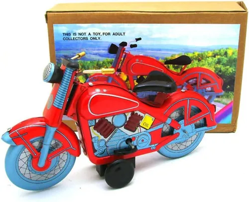 Vista 8 de Charmgle Retro Wind-Up - Juguete de colección para adultos, accesorios de fotografía de juguete de motocicleta, decoración de juguetes de lata