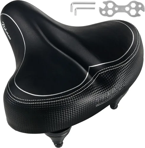 Vista 7 de Bikeroo Wide Cruiser Saddle - Comfort Seat Fits Indoor & Outdoor Bicycles - Steel Spring & Elastomer Suspension - Memory Foam