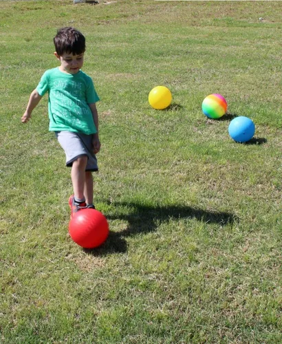 Vista 4 de Toys+ Paquete de 24 bolas de juego de 8.5 pulgadas (rojo, azul, verde, amarillo, arco iris, verde/swish)