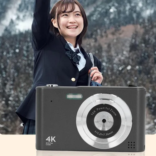 Vista 6 de Cámara digital, cámara de enfoque automático HD 4K para vlogging, cámara digital con zoom digital de 48 MP y 16X, cámara portátil compacta