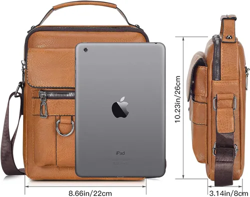 Vista 2 de Bolso cruzado pequeño para hombre, de piel sintética, bolso de mensajero, bolsa cruzada, bolsa de hombro, bolsa de pecho, trabajo, viajes al aire