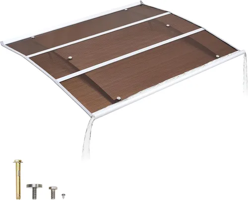 Vista 9 de VEVOR Toldo para puerta de entrada, toldo de puerta de ventana de 24 x 24 pulgadas con drenaje y soporte de ABS, cubierta de policarbonato