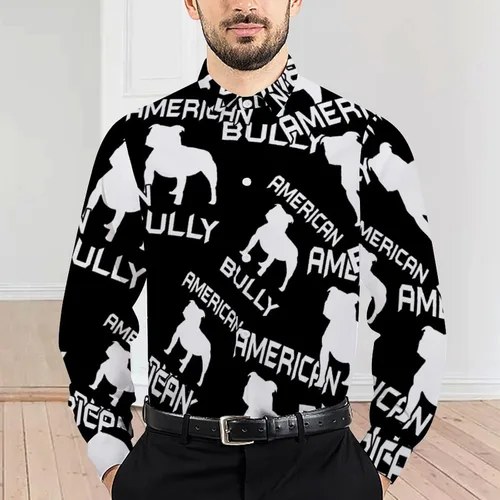 Vista 5 de American Bully Dog Men's Long Sleeve Shirt Regular Fit Button Down Shirts Funny Prints Top