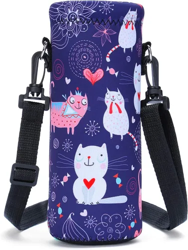 Vista 23 de AMARY - Bolsa de transporte de neopreno para botella de agua, con correa ajustable para el hombro, cubierta aislada para botellas de acero Aves