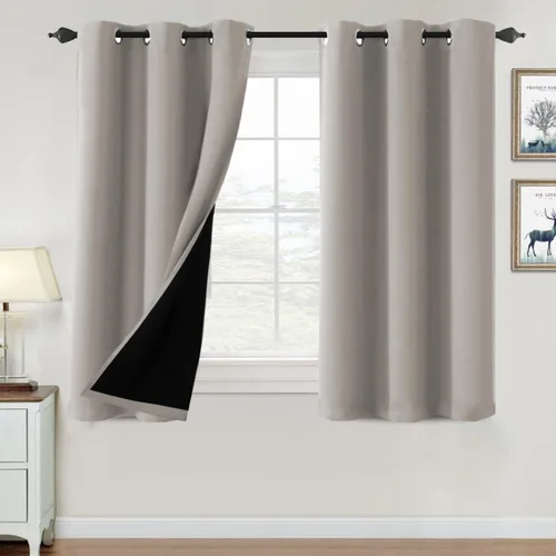 Vista 102 de H.VERSAILTEX Cortinas 100% de opacidad para dormitorio, con aislamiento térmico, cortinas opacas de 63 pulgadas de largo, cortinas de bloqueo