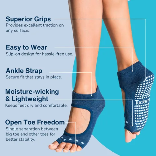 Vista 3 de Tucketts Allegro - Calcetines antideslizantes de algodón para yoga, barras, pilates, danza, ballet, tallas 5-13