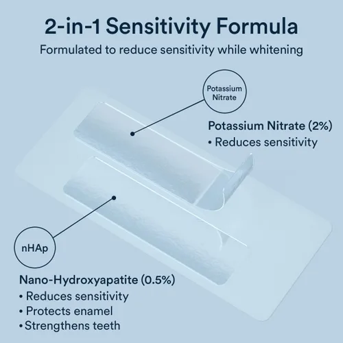 Vista 3 de Auraglow Tiras blanqueadoras de dientes, tiras blanqueadoras sensibles, 14 tratamientos de blanqueamiento, 8% de peróxido de hidrógeno