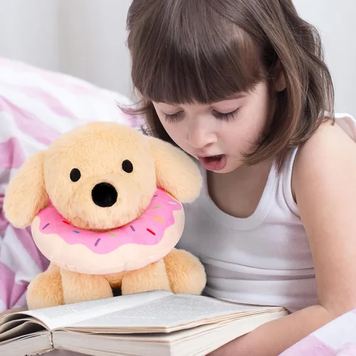 Vista 2 de Labradoodle - Juguete de peluche para perro, de 8 pulgadas, con dona extraíble, para niños y niñas, súper suave, peluche, lindos peluches