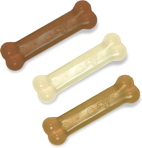 Vista 16 de Nylabone Original Bone Flexi - Paquete económico de juguetes masticables para perros, juguetes duraderos para masticadores moderados, hueso