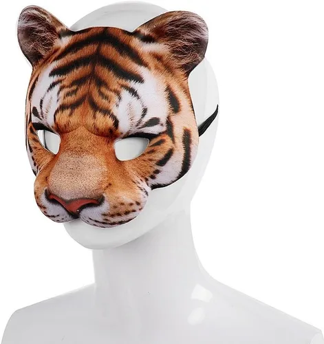 Vista 6 de Himine Animales Vestidas Mitad Cara Tigre Máscara Amarillo