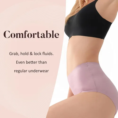 Vista 6 de AIRCUTE Ropa interior absorbente para incontinencia urinaria para mujer, sin costuras, lijado de cintura alta, para fugas de vejiga, 2.2 onzas Beige