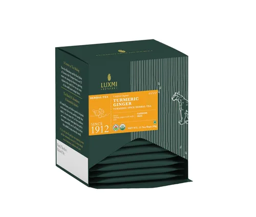 Vista 2 de Luxmi Estates - Té orgánico de cúrcuma con jengibre y cúrcuma (90 bolsas de té), sin cafeína, para inmunidad, inflamación y alivio del estrés