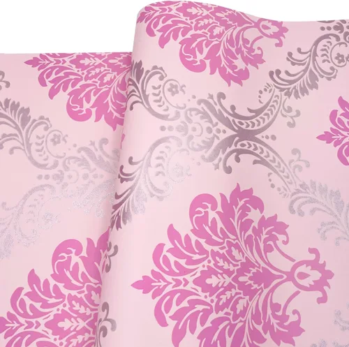 Vista 5 de Yifely Vintage Rosa Damasco Autoadhesivo Estante Cajón Liner Humedad PVC Mat 17.7x118.1 in