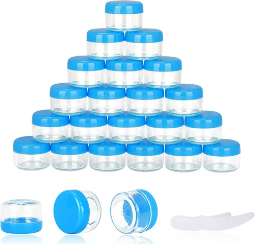 Vista 28 de 50 unidades de 5 gramos de envases de muestra, tarros vacíos de 5 ml con tapas, pequeños envases cosméticos, tarros de muestra mini con 4 cucharas
