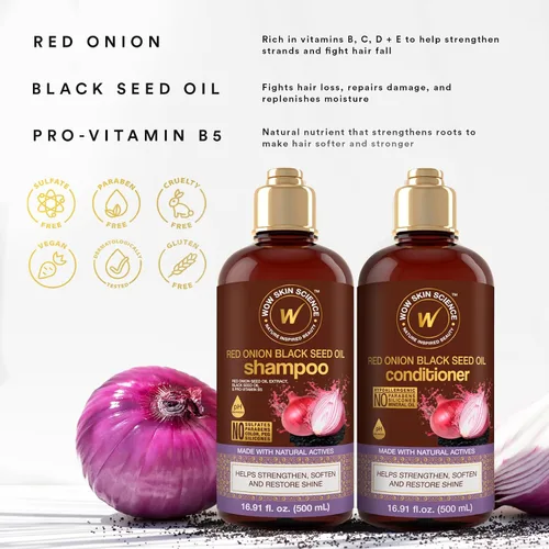 Vista 3 de WOW Skin Science Champú y acondicionador Red Onion Black Seed Duo 16.9 oz