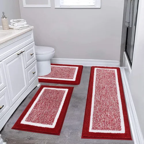Vista 54 de Pauwer Juego de baño, alfombras de baño antideslizantes, alfombras de ducha absorbentes para suelo de baño, bañera y ducha, color azul aguamarina